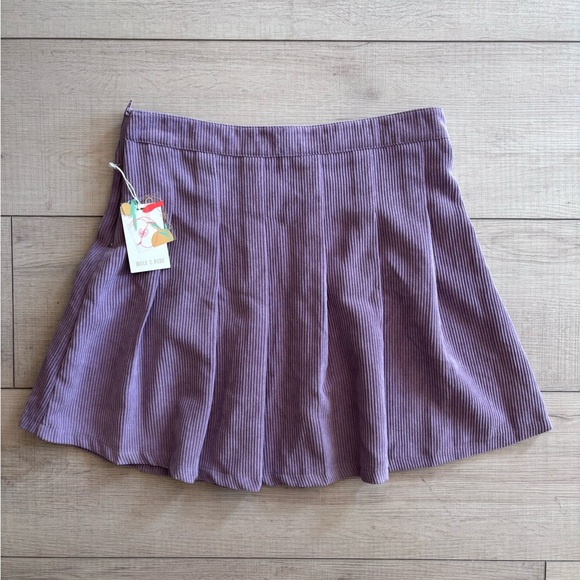 NWT Mele E Pere Lavender Pastel Corduroy A-Line Retro Cottagecore Skirt Size L - Picture 3 of 4